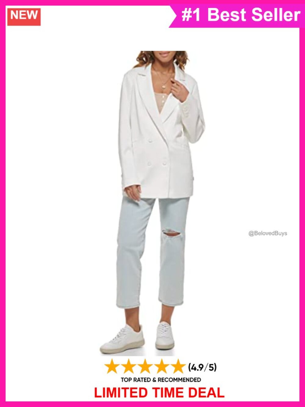 Wool Blend Double Breasted Blazer Spread Collar Long Sleeve